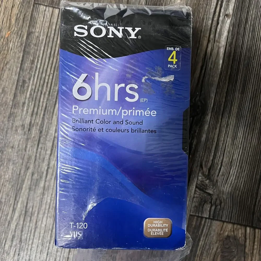 Sony T-120 VHS Cassette 6 Hour Premium 4-Pack New Sealed